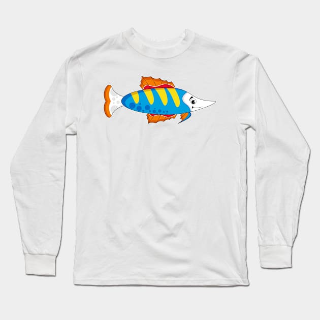 Cute Cartoon Tropical Fish Long Sleeve T-Shirt by markmurphycreative